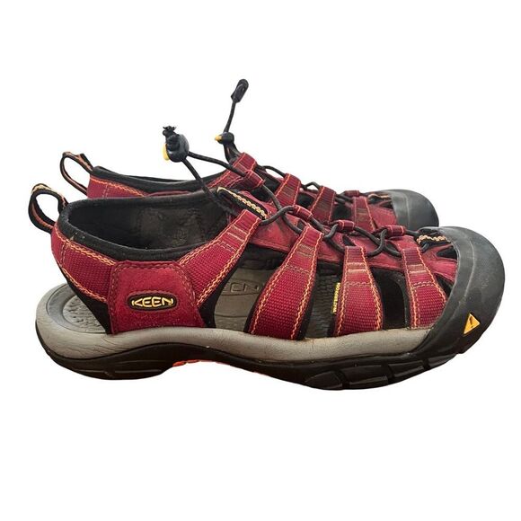 Keen Newport H2 Red Canvas Waterproof Leather Rugged‎ Water Bungee Cord Sandals - Picture 7 of 11
